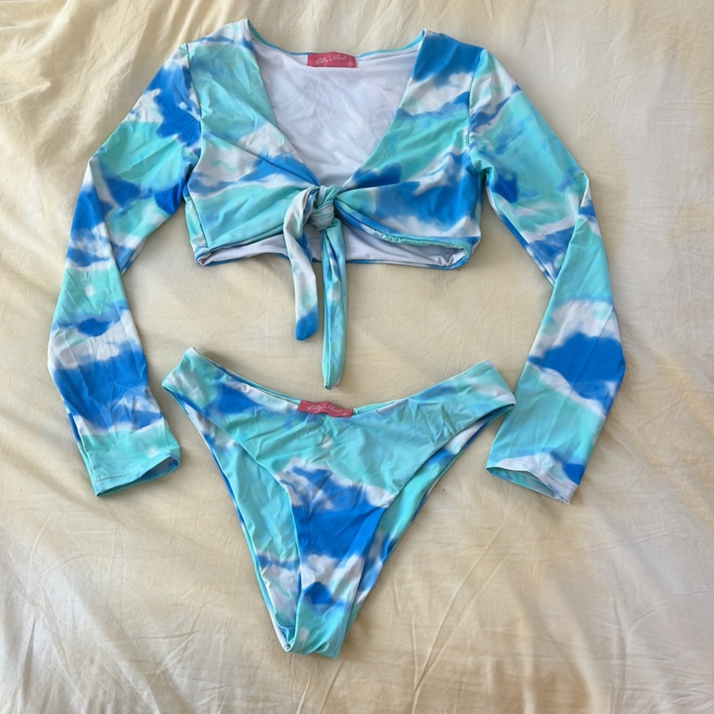Tie dye long sleeve bikini
